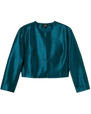 Twinset Crop-Hem Longsleeve Jacket - Blue