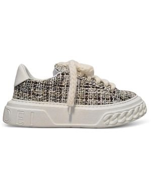 Casadei Off Road Tweed-Effect Chunky-Sole Sneakers - White
