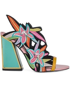 Kat Maconie Diva Dee Embroidered Crystal-Embellished Sandals - White