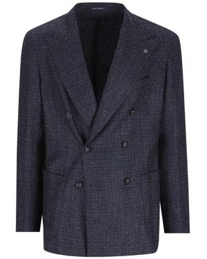Tagliatore Double-Breasted Peak-Lapel Jacket - Blue