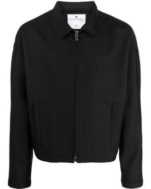 Courreges Pointed Flat-Collar Zip-Up Jacket - Black