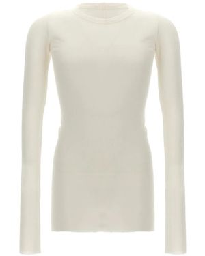 Rick Owens Tower Rib Ls T Raw-Cut T-Shirt - White