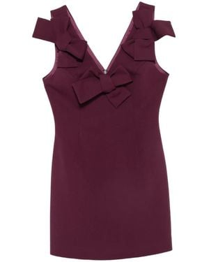 Aniye By Bow-Embellished V-Neck Mini Dress - Purple