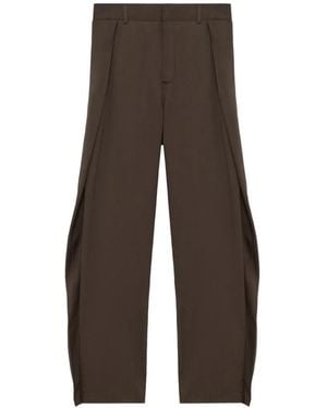 Loewe Cotton And Silk Blend Trousers - Brown