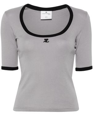 Courreges Holistic Contrast Cotton T-Shirt - Gray