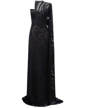 Gemy Maalouf Asymmetrical Beaded-Corset Dress - Black