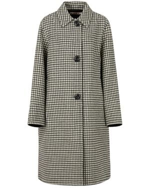 Marni Collared Checked Coat - Gray