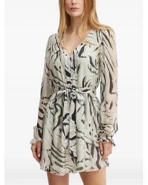 Guess Zebra-Print Belted Mini Dress - White