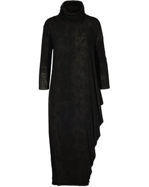 Tessitura Snake Asymmetric Hooded Maxi Dress - Black