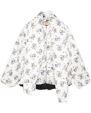 N°21 Floral-Print Balloon-Sleeves Jacket - White
