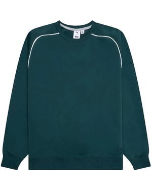 PUMA The Run Crew Embroidered-Detail Crew-Neck Sweatshirt - Green