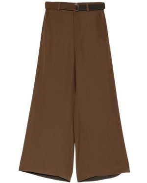 Sacai Pantalones Anchos Con Cinturón - Marrón