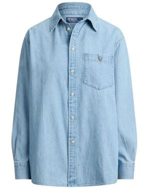 Polo Ralph Lauren Camisa Vaquera Con Bolsillo En El Pecho - Azul
