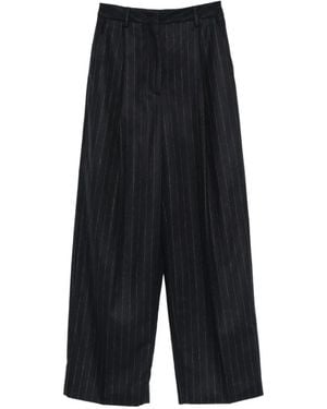 Thelatest E-Alex Pinstripe-Pattern Trousers - Black