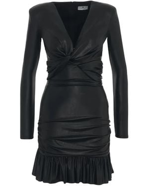 Elisabetta Franchi Ruffled-Hem Mini Dress - Black