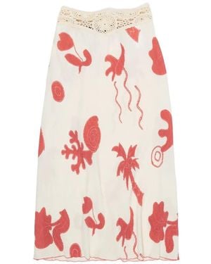 Bimba Y Lola Graphic-Print Crochet-Waistband Skirt - White