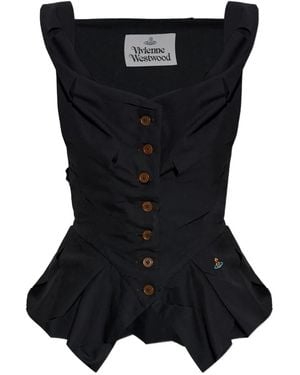 Vivienne Westwood Orb-Detail Peplum Top - Black