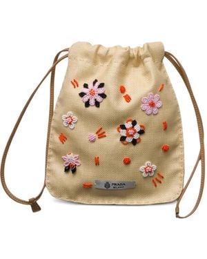Prada Embroidered Canvas Smartphone Case - Natural