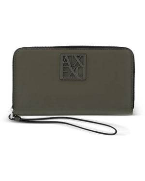 ARMANI EXCHANGE Logo-Plaque Zip-Around Wallet - Grey