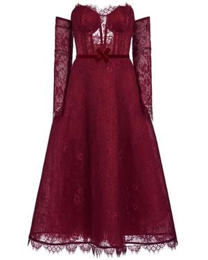 ARAFTU Lace Bow Dress - Red