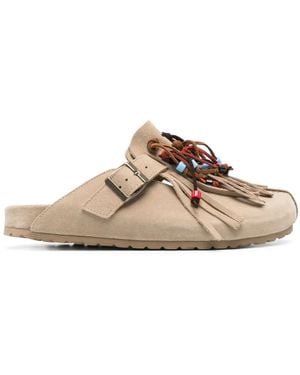 SCAROSSO Geo Suede Sandals - Brown