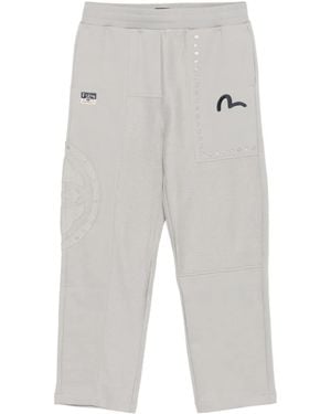 Evisu Logo-Embroidered Track Trousers - Grey