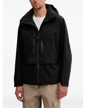 EA7 Logo-Print Hooded Jacket - Black