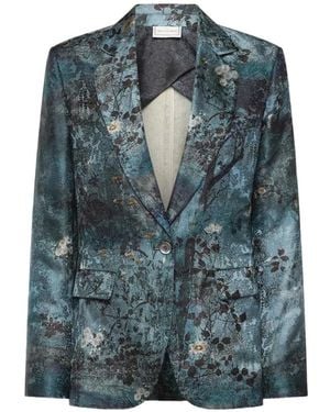 Pierre Louis Mascia Floral-Print Blazer - Blue