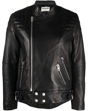 Zadig & Voltaire レザー ライダースジャケット - ブラック