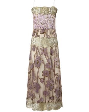Roberto Cavalli Floral-Pattern Lace Dress - Natural