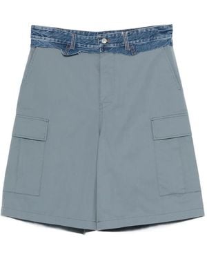 MM6 by Maison Margiela Denim-Panel Cargo Shorts - Blue