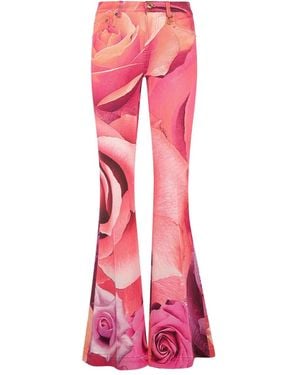 Roberto Cavalli Floral-Print Flared Jeans - Pink