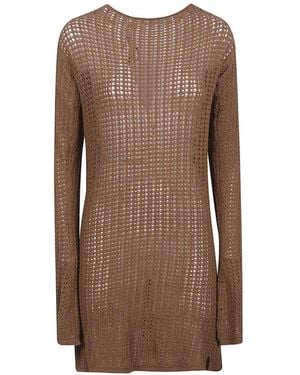 hinnominate Open-Knit Backless Dress - Brown