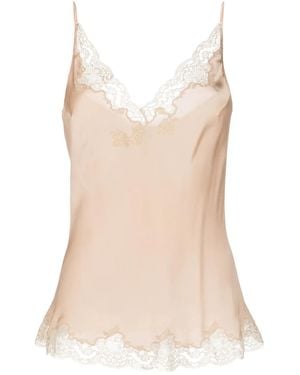 Carine Gilson Calais Caudry-Lace Silk Camisole - Natural
