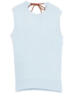 Plan C Gerippter Coulisse Pullover - Blau