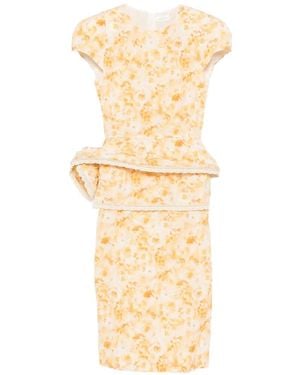 Magda Butrym Floral-Print Peplum Midi Dress - Metallic
