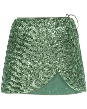 Oséree Falda corta con lentejuelas - Verde