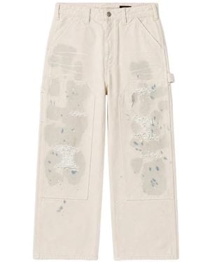Evisu Pantalones Con Efecto Envejecido Y Doble Rodilla - Blanco