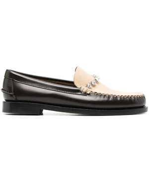 Forte Forte X Sebago Crystal-Embellished Loafers - Black