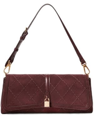 Stella McCartney Quilted Padlock-Detail Clutch Bag - Purple