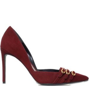 Ginissima 100Mm Gina Buckle Suede Pumps - Red