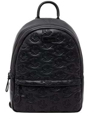 KARL LAGERFELD Monogram-Embossed Backpack - Black