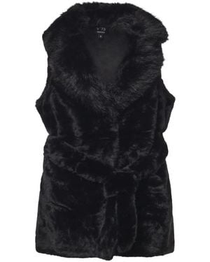 V73 Belted Faux-Fur Gilet - Black