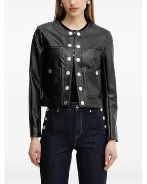 Guess Decorative-Button Cropped Jacket - Black