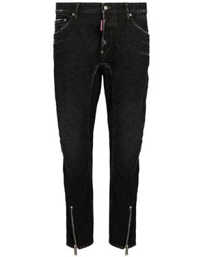 DSquared² Zip-Detail Biker Jeans - Black
