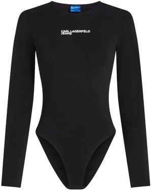 Karl Lagerfeld Crew-neck Long-sleeve Bodysuit - Black
