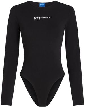 KARL LAGERFELD Body Con Cuello Redondo Y Manga Larga - Negro