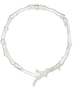 Tory Burch Coral-Design Crystal Necklace - White