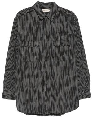 Qasimi Striped Pocket Shirt - Grey