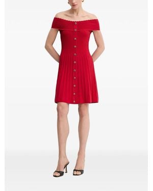 Morgan Off-Shoulder Button Mini Dress - Red